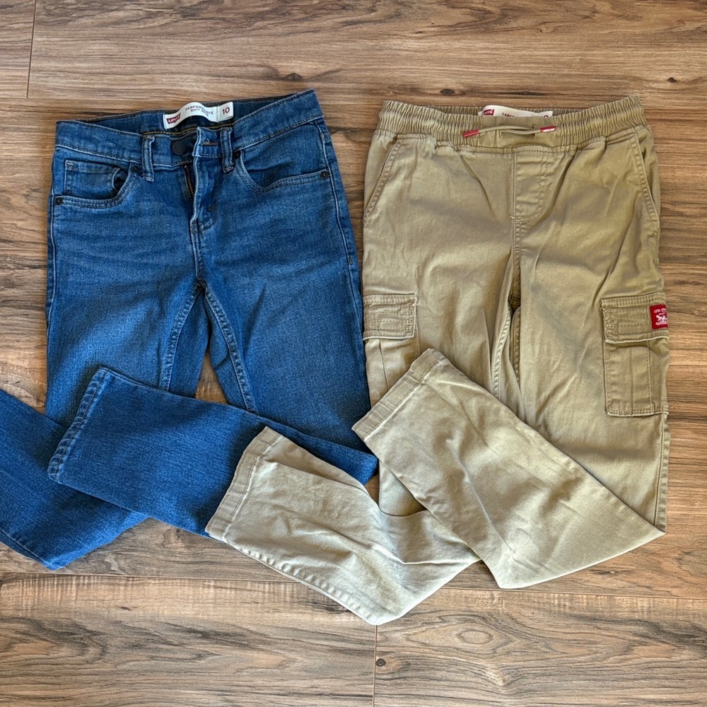 Levi's Kids Blue Denim Jeans and Khaki Cargo Pants
